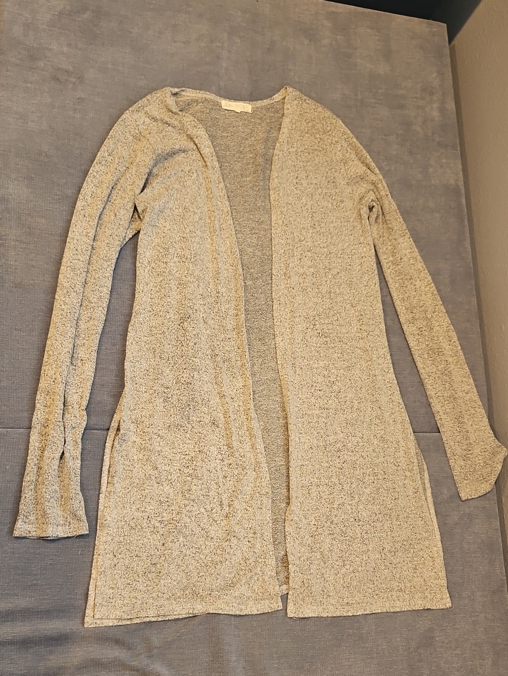 Joah Brown Heathered Light Gray Open-Front Cardigan
